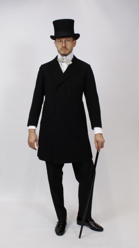 Jahrhundertwende – Biedermeier Outfit – Herren – Schwarz (Hemd und Fliege) mieten