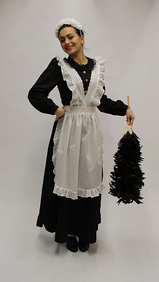 Dienstmädchen Outfit – Jahrhundertwende (Kleid, Schürze und Haarreif) mieten