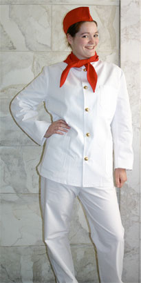 Eisverkäufer – Patissier Outfit (Jacke, Hose, Schiffchen und Dreieckstuch) mieten