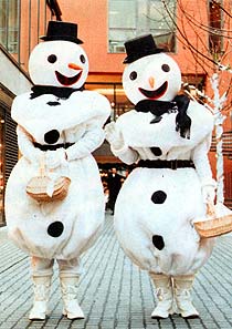Schneemann Outfit (Overall, Kopf, Gürtel, Schal und Gamaschen) mieten