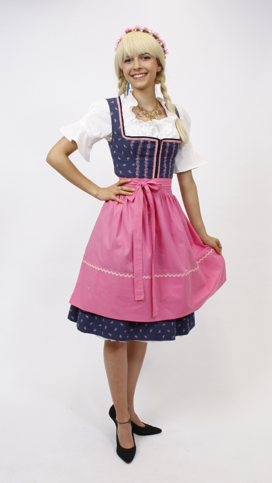 Dirndl – Blau-Pink – Damen (Dirndl, Schürze und Bluse) mieten