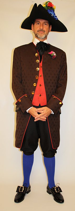 Freiburger Tracht (Rokokofrack, Weste, Hemd, Hose, Hut, Ansteckblume, Strümpfe, Hals-/Schu