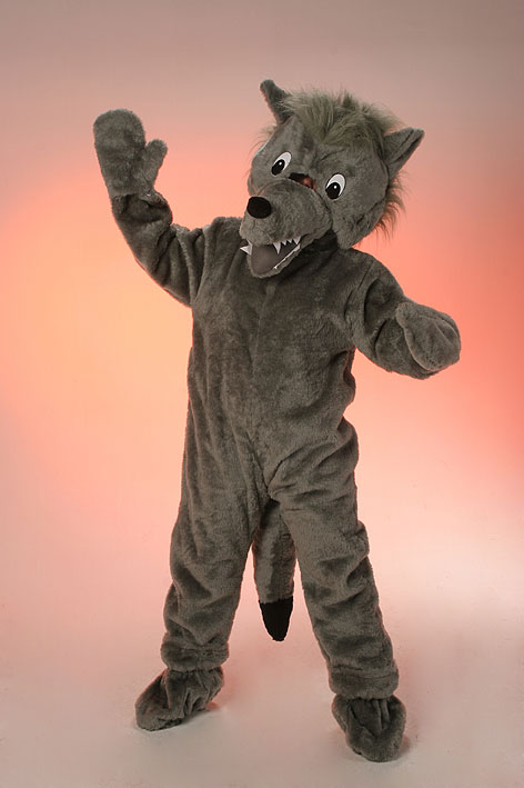 Wolf Outfit Grau (Overall, Kopf, Hanschuhe und Gamaschen) mieten