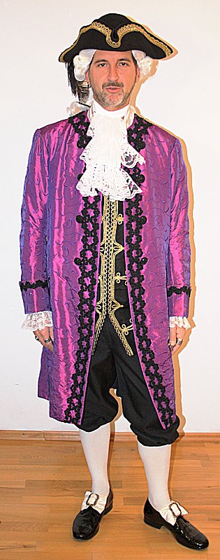 Rokoko – Karneval in Venedig Outfit Violett (Weste und Jabot) mieten