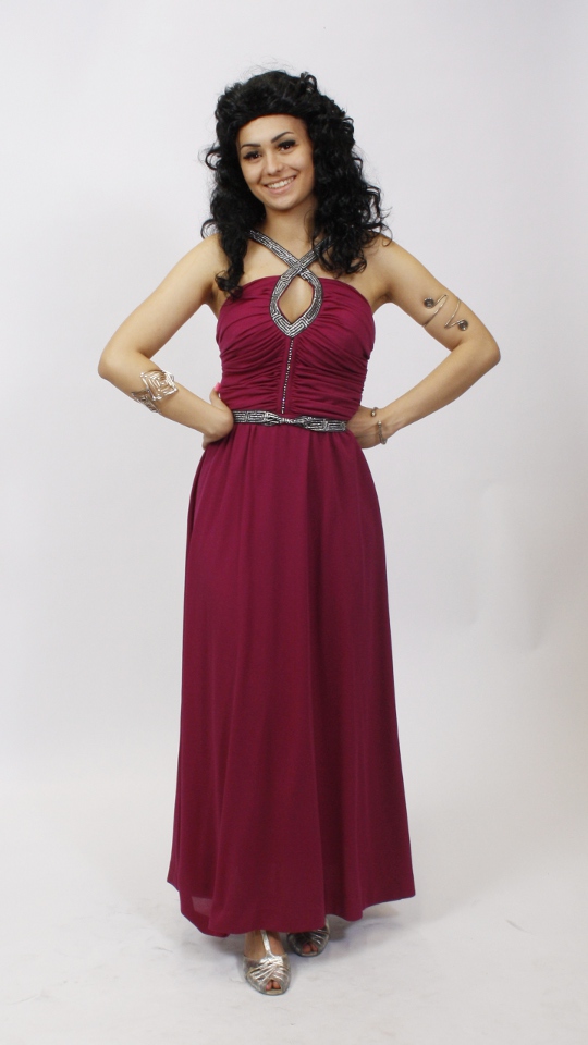 Griechin Outfit – Magenta (Kleid und 2x Armband) mieten