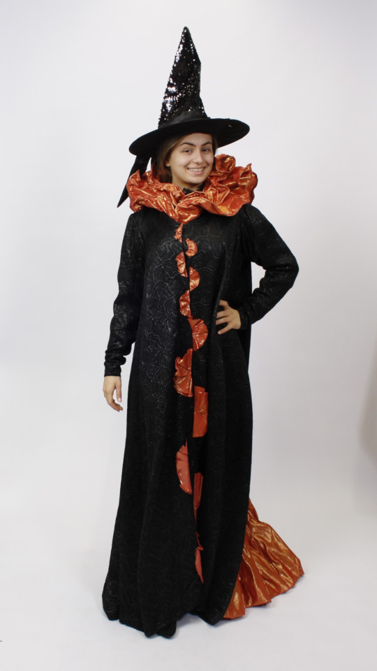 Hexe – Böse Fee Outfit (Mantel, Kragen und Spitzhut) mieten