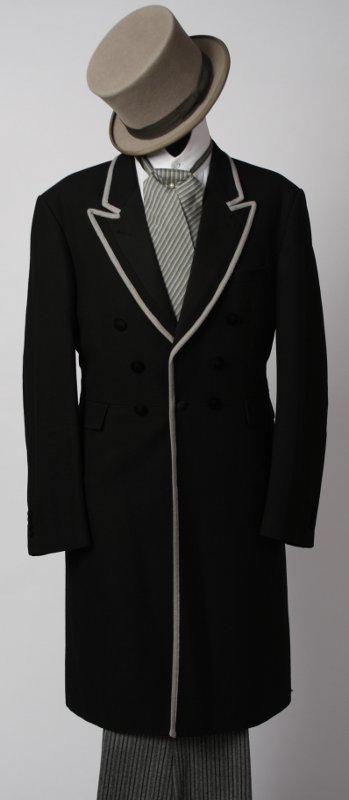 Jahrhundertwende – Biedermeier Outfit – Herren – Schwarz-Grau (Weste und Plastron) mieten