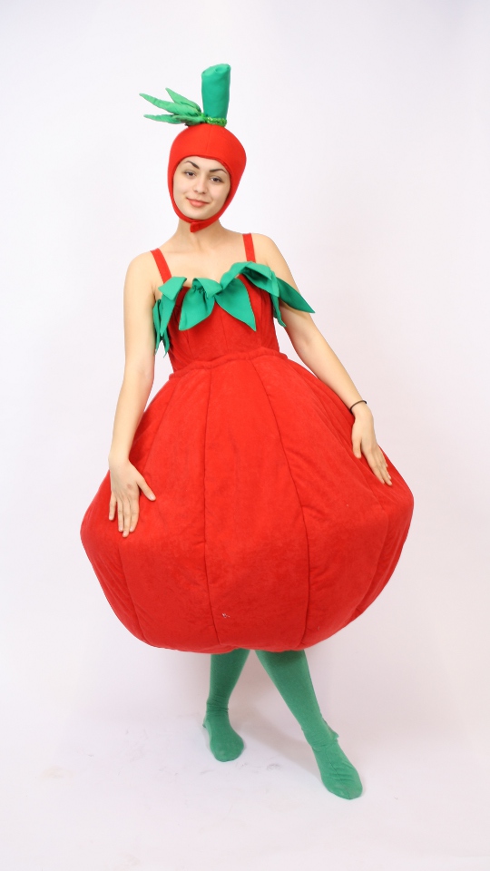 Tomate Outfit (Kleid und Mütze) mieten