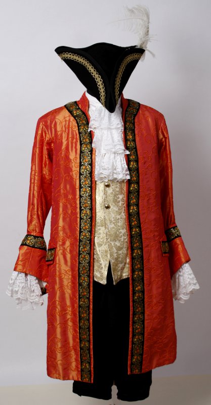Rokoko – Karneval in Venedig Outfit – Orange (Weste und Jabot) mieten