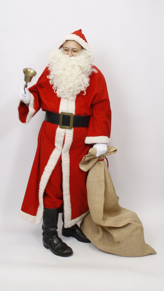 Nikolaus – Weihnachtsmann Outfit – Antik (Mantel, Gürtel und Bart) mieten