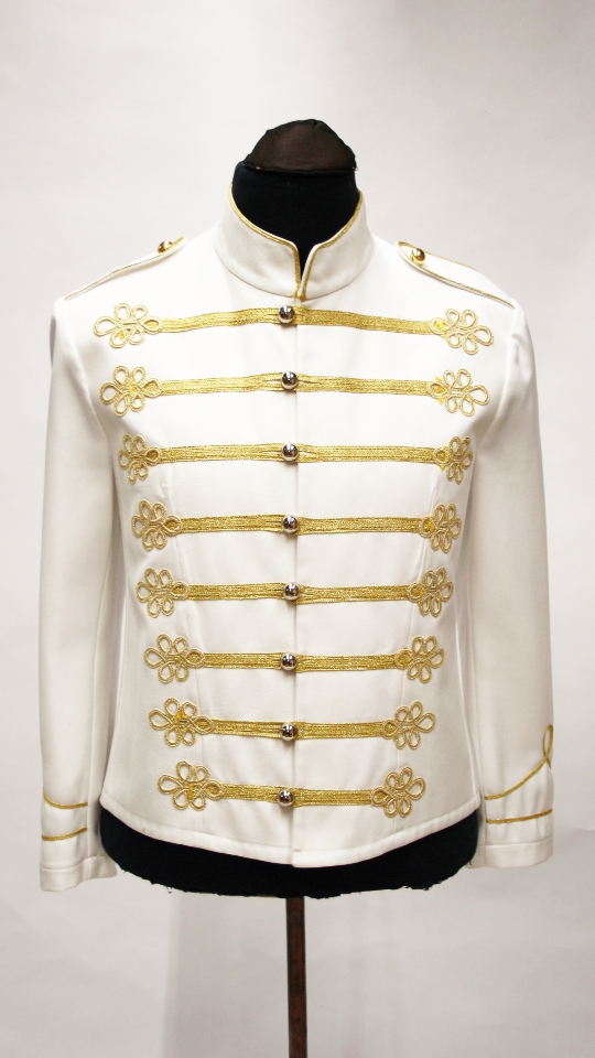 Husaren Tracht Livree – weiß-gold (Jacke und Hose) mieten