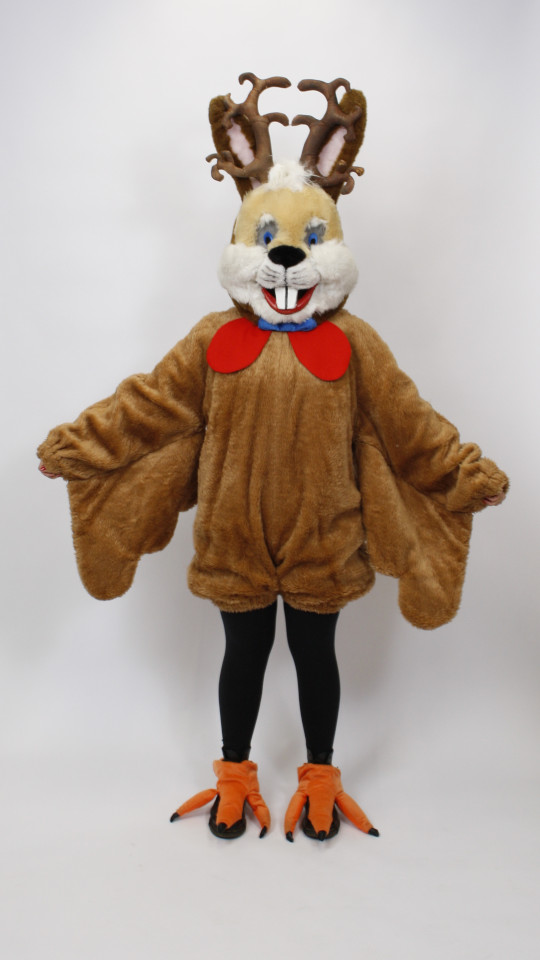 Wolpertinger Outfit (Felloberteil, Hasenkopf, Strumpfhose und Entenfüße) mieten