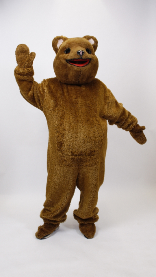Bär Outfit – Hellbraun (Overall mit Kopf, Gamaschen und Handschuhen) mieten