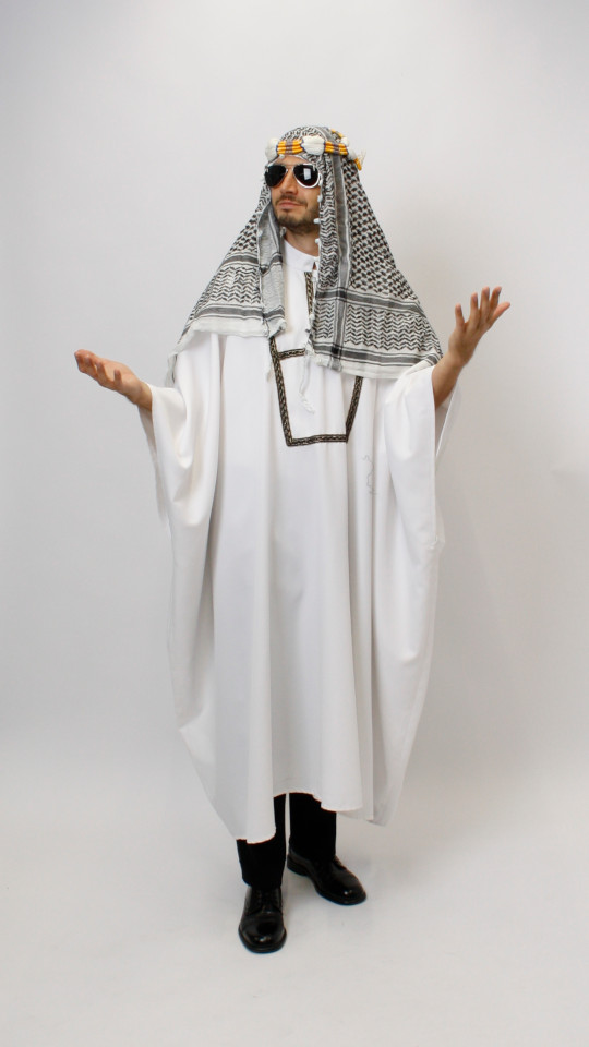 Scheich – Araber – Orient Outfit (Kaftan, Tuch, Kopfband und Brille) mieten