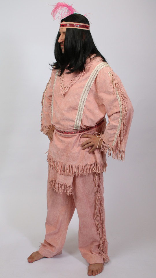 Indianer Outfit – Rosa (Hemd, Hose und Federkopfschmuck) mieten