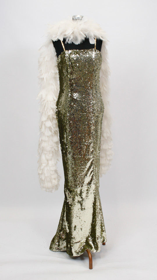 Bond Girl Outfit (Kleid und Federboa) mieten