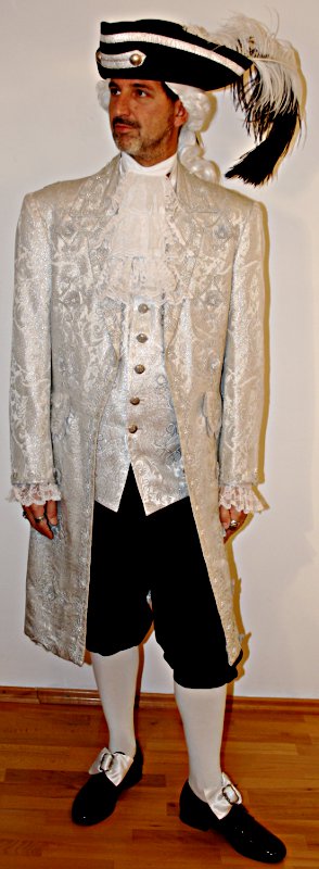 Rokoko – Karneval in Venedig Outfit – Silber (Weste und Jabot) mieten
