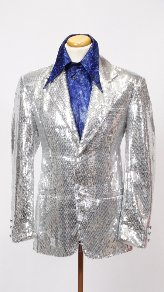 Silvester – Fantasy – Glamour Outfit – Herren – Silber (Sakko und Hemd) mieten