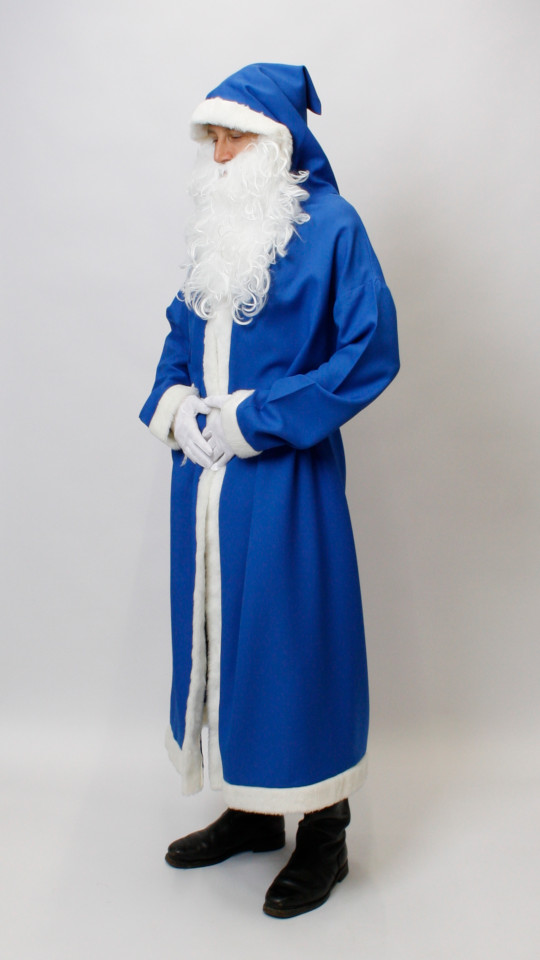 Nikolaus Outfit – Blau (Mantel, Kordel und Bart) mieten