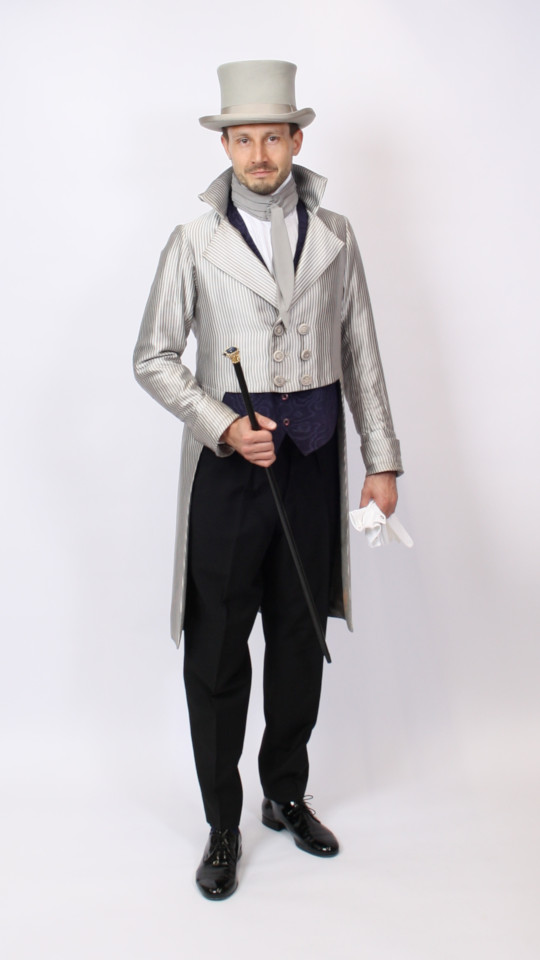 Biedermeier – Empire Outfit – Grau (Frack, Hemd und Binder) mieten