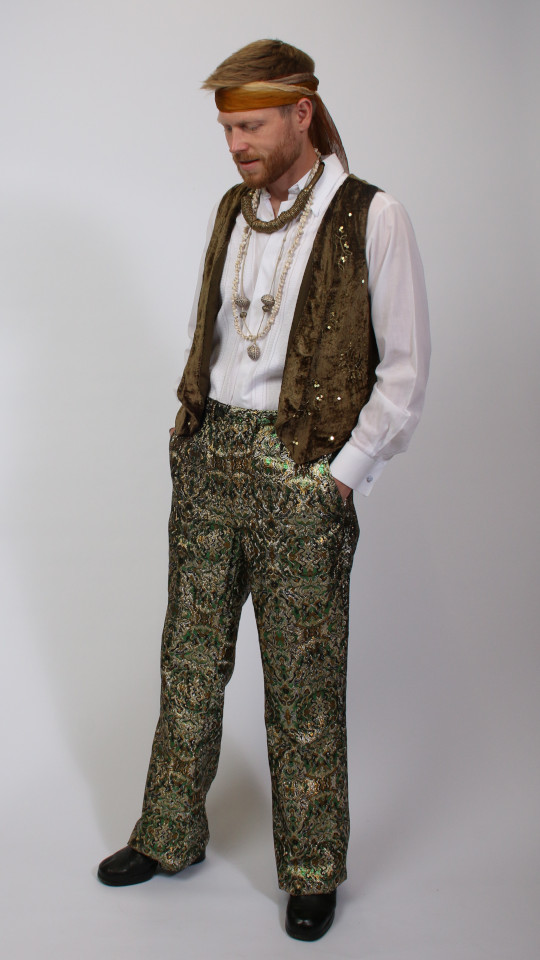 70er Jahre – Hippie Outfit – Grünmetallic mieten
