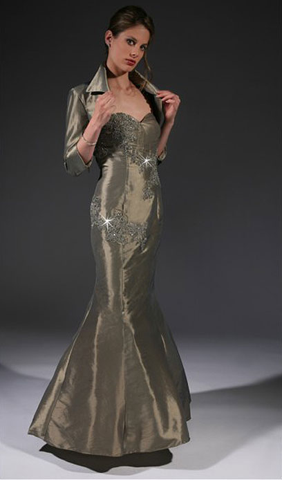Abendkleid silbergrün mieten