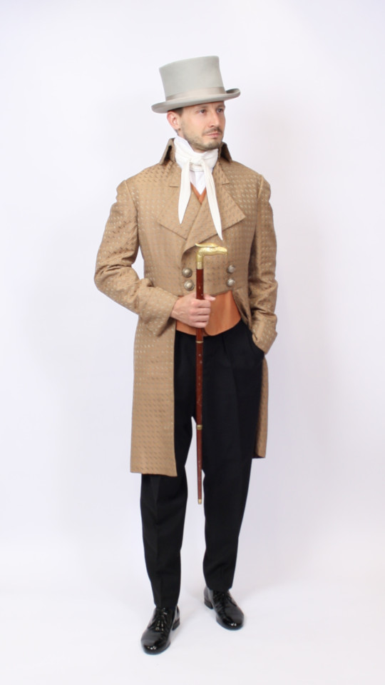 Biedermeier – Empire Outfit – Beige (Frack, Hemd und Binder) mieten