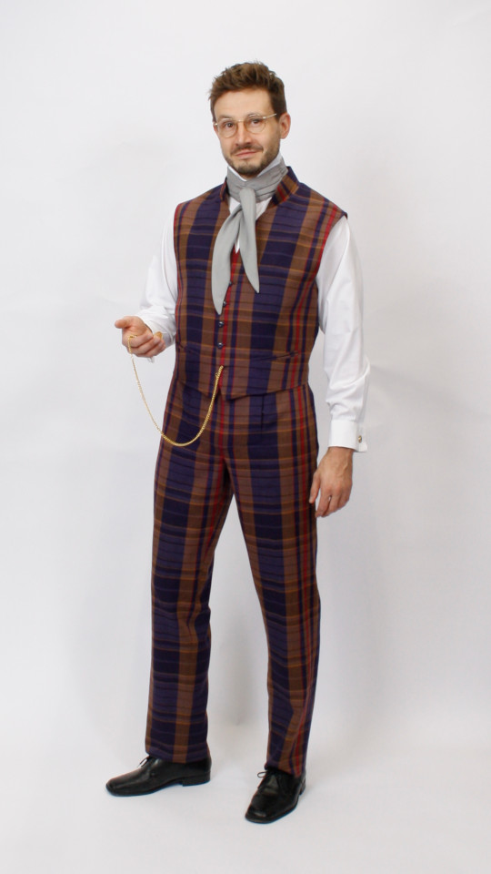 Jahrhundertwende – Biedermeier Outfit – Herren – Kariert (Weste und Plastron/Binder) miete