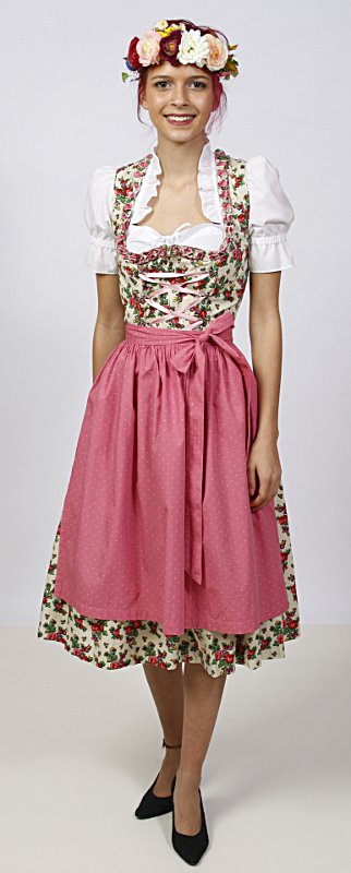Dirndl – Blumig – Damen (Dirndl, Schürze und Bluse) mieten