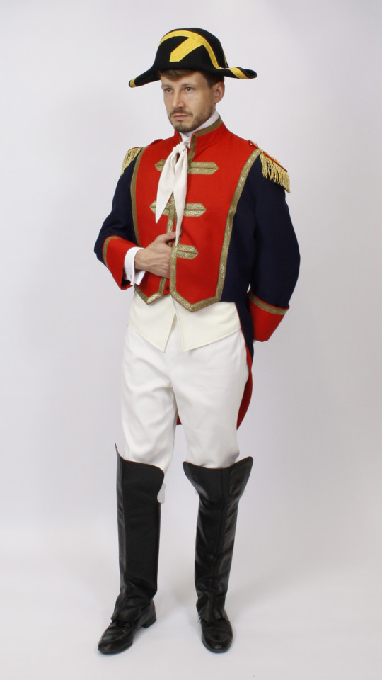 Napoleon Outfit – Herren – Blau-Rot (Jacke und Epauletten) mieten