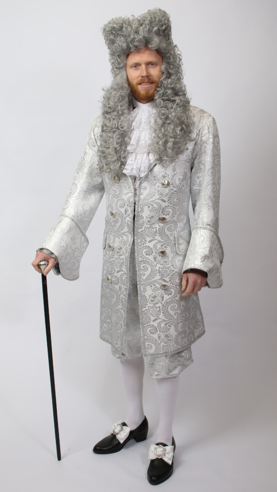 Rokoko – Karneval in Venedig Outfit – Silber (Hemd, Jabot und Dreispitz) mieten