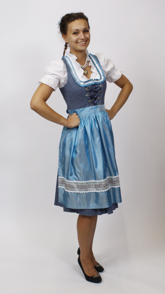 Dirndl – Blau – Damen (Dirndl, Schürze und Bluse) mieten