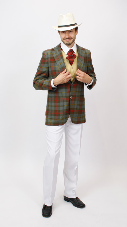 50er Jahre Outfit – Herren – Grün-Kariert (Jacke, Hut und Halstuch) mieten