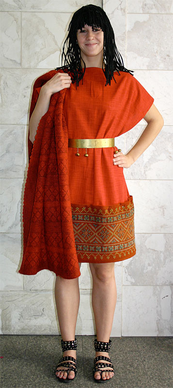Inka Kriegerin Outfit – Orange (Kleid und Gürtel) mieten