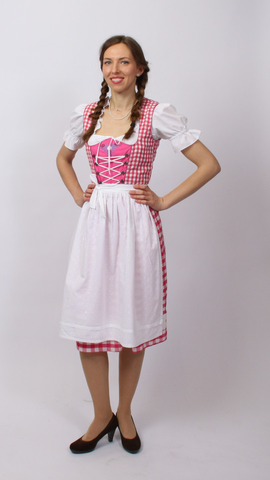 Dirndl – Rosa-Kariert – Damen (Dirndl, Schürze und Bluse) mieten