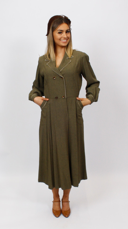 40er Jahre Outfit – Damen (Kleid und Hütchen) mieten