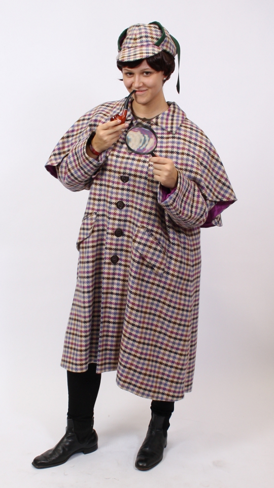 Sherlock Holmes – Detektiv Outfit (Mantel, Pfeife und Kappe) mieten
