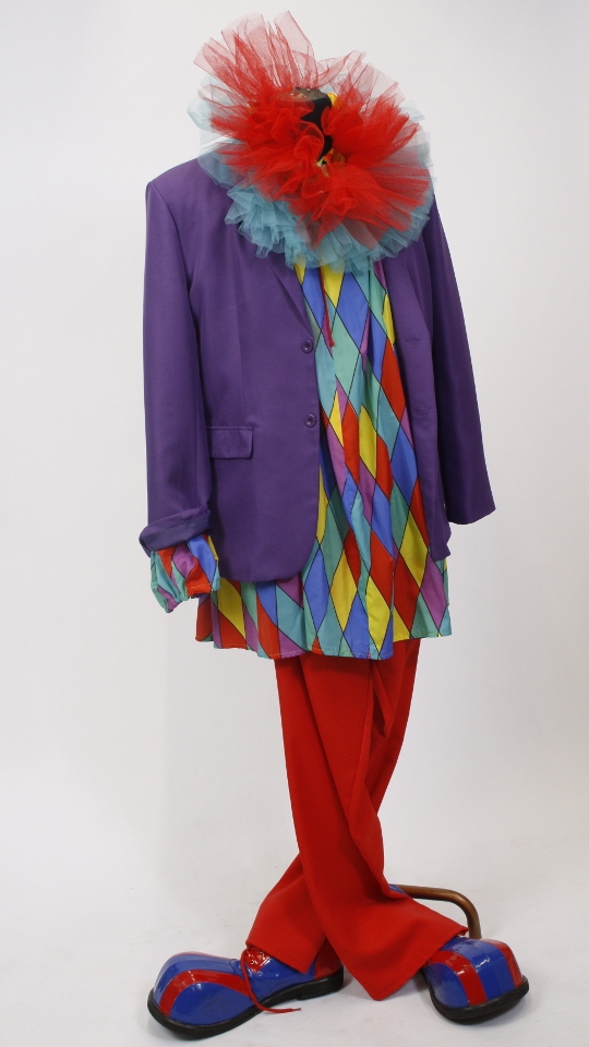 Clown Outfit Bunt-Lila (Hemd und 2x Tüllkragen) mieten