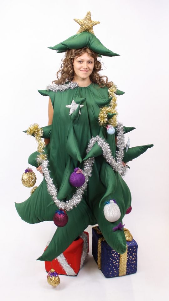 Tannenbaum – Christbaum Outfit (Overall, Hut und Geschenkschuhe) mieten
