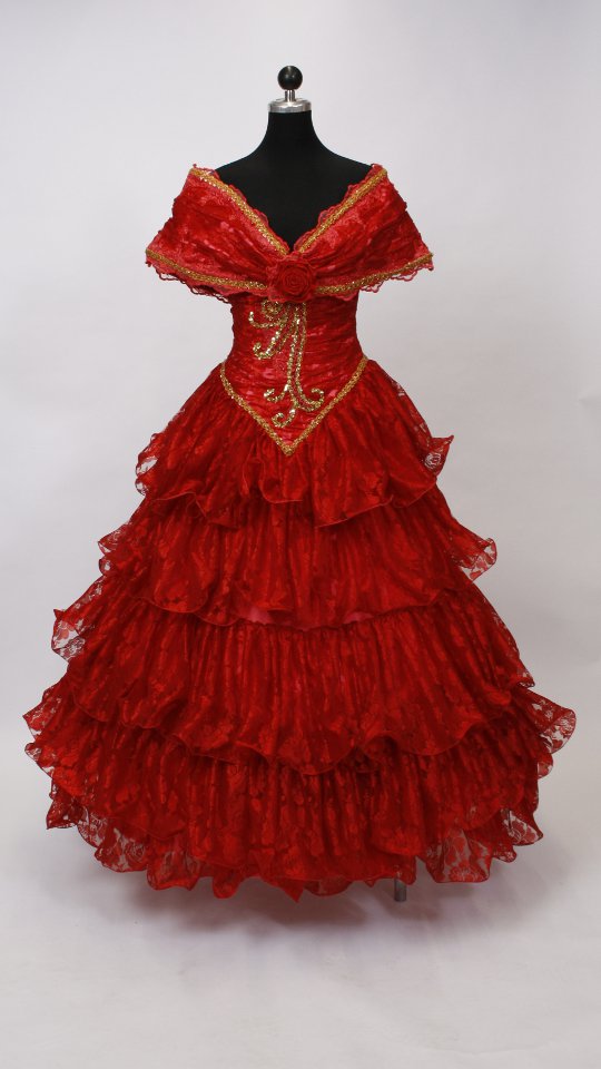 Hofdame – Sissi Outfit – Rot (Kleid und Reifrock) mieten
