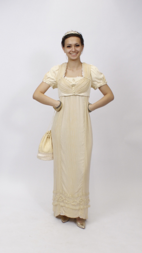 Empire – Historisches Outfit – Damen – Creme (Kleid, Pompadure und Diadem) mieten