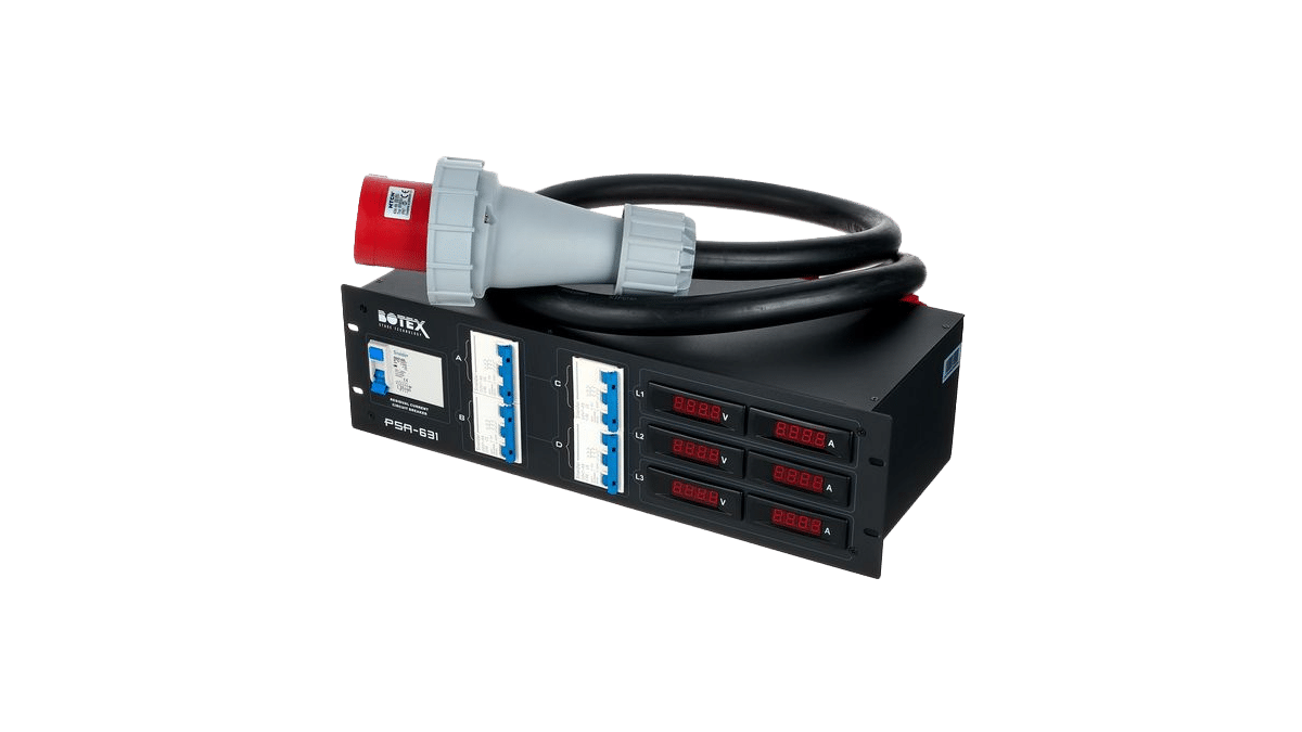 Botex – PSA 631 Power Distributor 63A, 4x 32A CEE, Digitale Volt- und Amperanzei mieten
