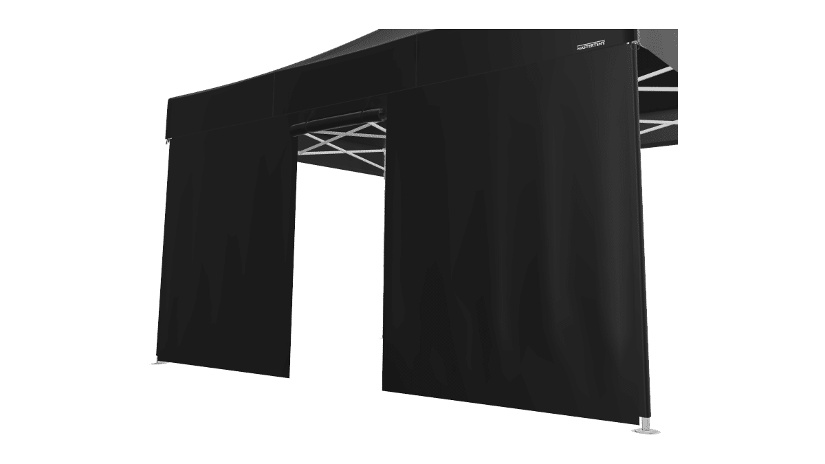 Master Tent – Seitenwand 4,5m | schwarz | mit Reißverschlusstür mieten