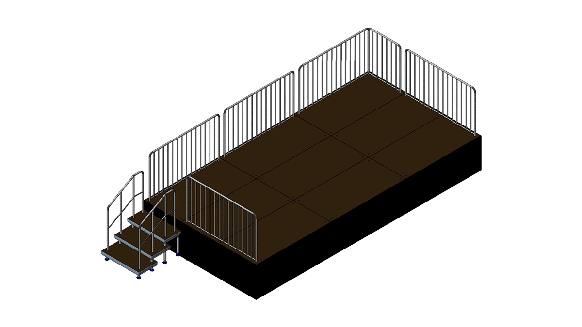 Bühne 6m x 3m x 0,80m Höhe inklusive Treppe mieten