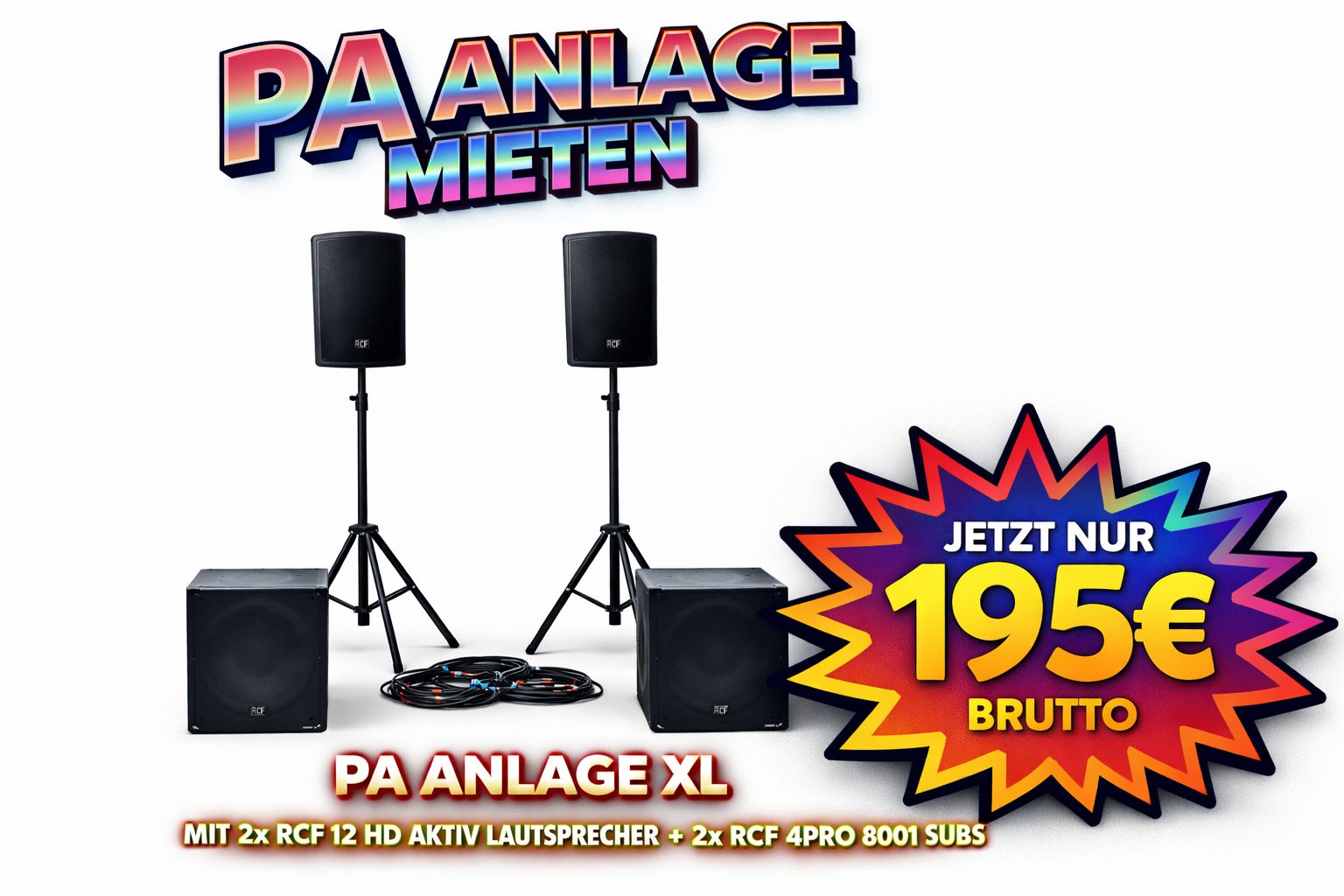 Lautsprecher Musikanlage Tonanlage Musikboxen PA Anlage mieten – XL, L, oder S | Professionelle Beschallung für Events – 2