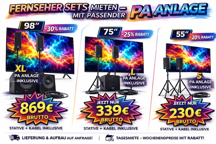 Public Viewing Technik mieten – Beamer Sets und TV Sets mit Musikanlage – 2