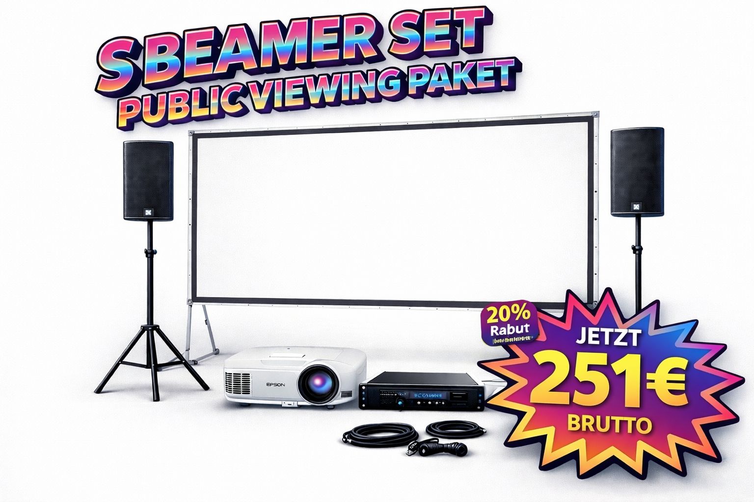 Public Viewing Technik mieten – Beamer Sets und TV Sets mit Musikanlage – 4