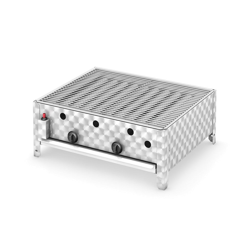 Edelstahlgasbräter / Gastrobräter / Gasbräter / Gasgrill 2-flammig – 2