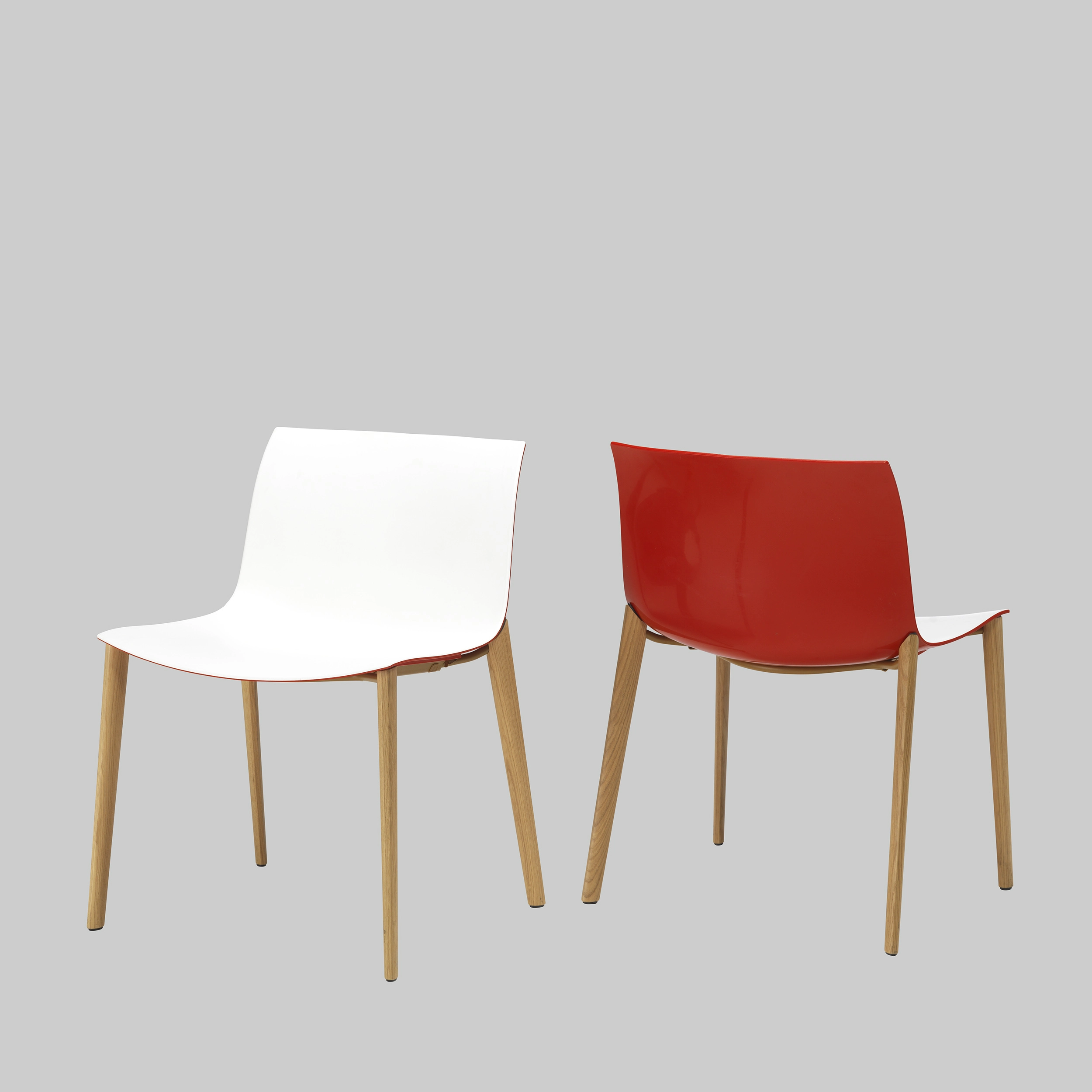 Stuhl CATIFA 53 Wood Weiss-Rot / Eiche mieten bei ADEXPO