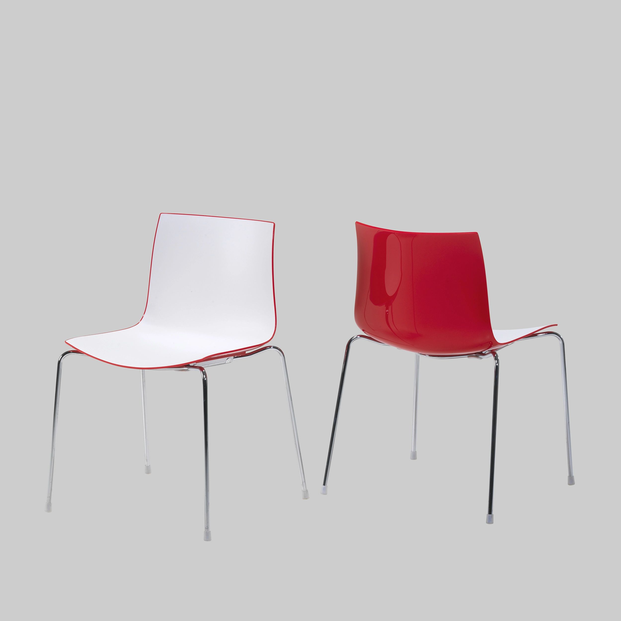 Stuhl CATIFA 46 Weiss-Rot / Chrom mieten bei ADEXPO